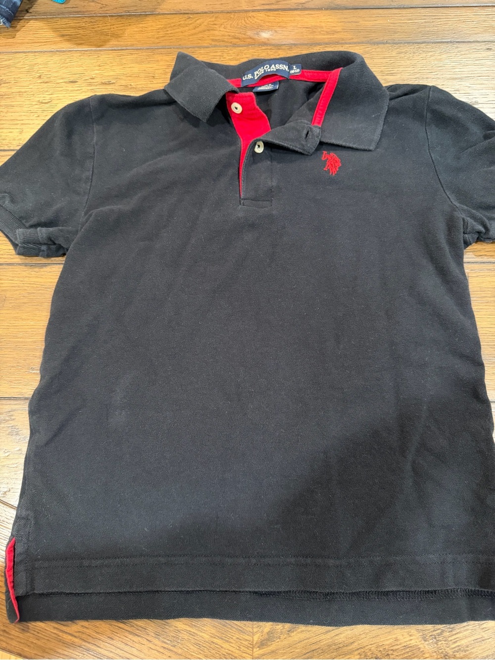 U.S. Polo Assn. Black Polo with Red Trim and Embroidered Logo